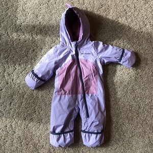 EUC Columbia baby girls snowsuit bunting violet 3-6M